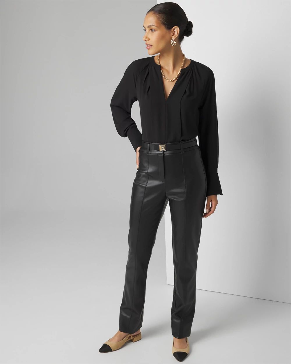 High rise leather trousers clearance